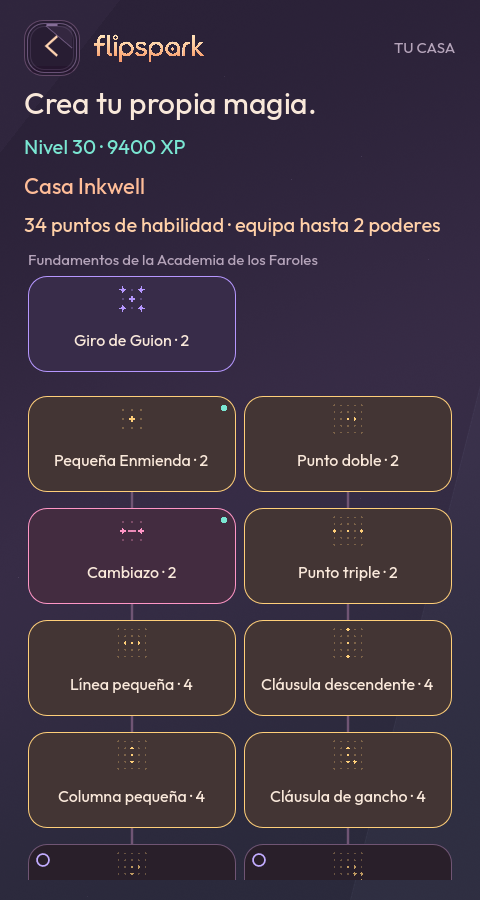 Vista previa de desarrollo: el árbol de poderes de la Casa Inkwell
