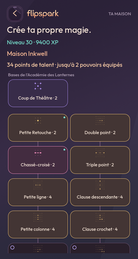 Aperçu de développement : l'arbre de pouvoirs de la Maison Inkwell
